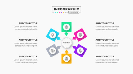 Vector business circle infographic design template with six steps or options