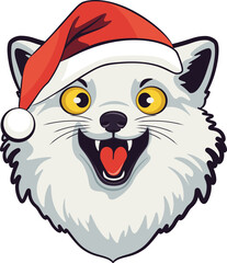 Happy Christmas arctic fox head