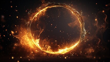 circle light frame on black background generate AI