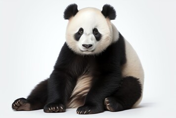 beautiful panda bear in white holding its paws