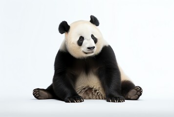 Fototapeta premium beautiful panda bear in white holding its paws