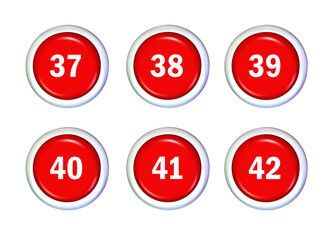 set number button red white color 3D