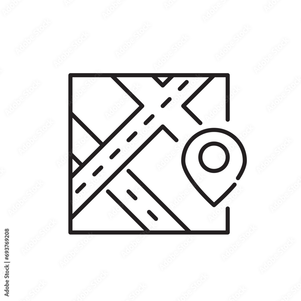 Poster navigation app. map locator pin. pixel perfect, editable stroke icon