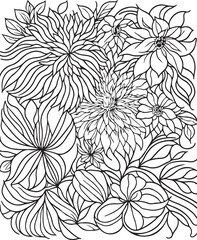 Obraz premium Doodle floral drawing. Art therapy coloring page. 