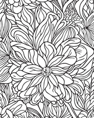 Doodle floral drawing. Art therapy coloring page.
