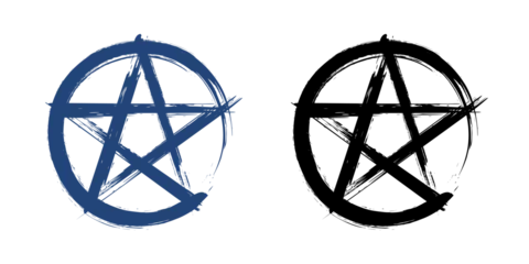 Fotobehang pentagram logo (blue and black) - paintbrush style © mr.mmz