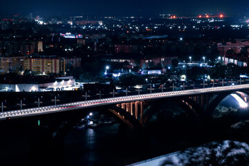 Night Nizhny Novgorod. Cityscape of Nizhny Novgorod after sunset.