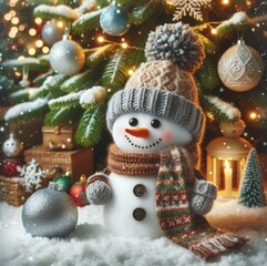 Festive Christmas Tree Ornament with Snowman Decoration
