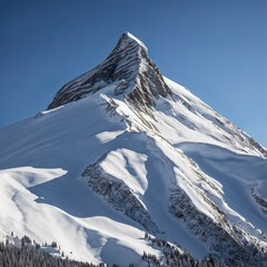 A scenic mountain peak covered in snow