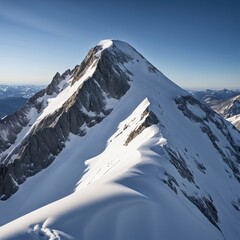 A scenic mountain peak covered in snow