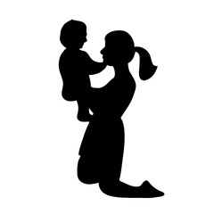 silhouette of mother with her child, silhouette commemorating mother's day, mother's day, happy mother's day