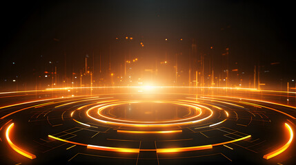 orange Abstract technology background circles digital hi-tech technology design background. concept innovation. vector illustration