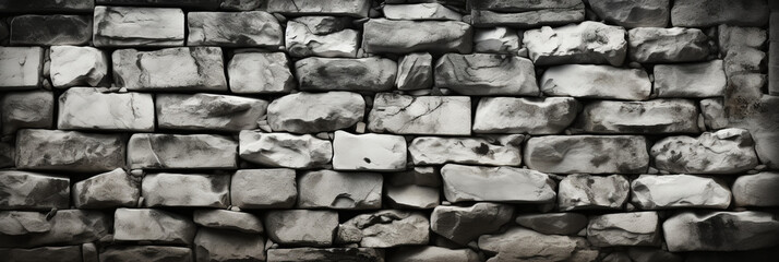 Fototapeta premium Brick wall background - block wall backdrop banner - landscape - vintage and old feel - 3-d effect 