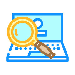 laptop search magnifying glass color icon vector. laptop search magnifying glass sign. isolated symbol illustration