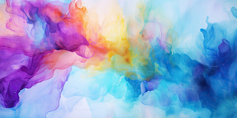 Fototapeta na wymiar Multi coloured vibrant colors background texture design wide panorama pattern swirls, generated ai