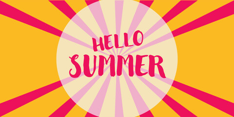Hello summer! Beautiful bright background with inscription.Vector summer background. Template,wallpaper,background with the inscription Hello Summer