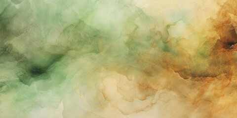 Green orange yellow texture clouds misty background ambient backdrop wide panorama, generated ai