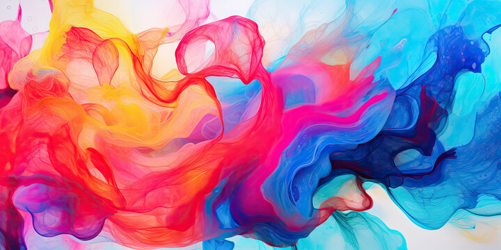 Multi coloured vibrant colors background texture design wide panorama pattern swirls, generated ai
