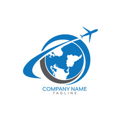 travel logo design template with plane