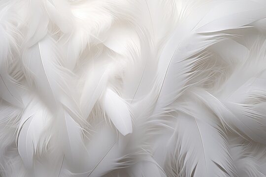 White feathers wallpaper. Generative AI.