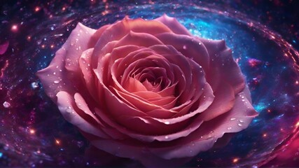 Beautiful Pink Rose with water-drops in the petals, Beautiful nature creations, High resolution AI generated image