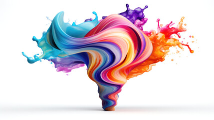 Abstract swirl of colorful and vibrant paints flowing upwards with copy space for publicity. Ai generated - obrazy, fototapety, plakaty