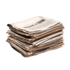 Old newspapers, transparent background, isolated image, generative AI