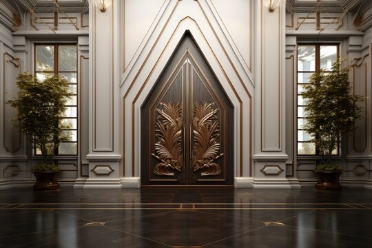 Design of an imposing front door for a large apartment. Generative AI.