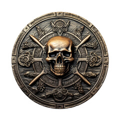 Pirate medallion, transparent background, isolated image, generative AI
