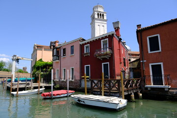 Fototapeta na wymiar Venice Italy - View to San Pietro Island - Bell Tower