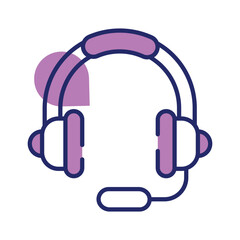 Headphones with microphone. Headset listen to music, realistic concept