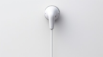 a minimalistic earbud placed on a perfectly clean white background, highlighting its elegance and...