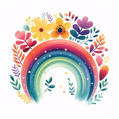 Bunter Regenbogen mit Blumen, made by AI