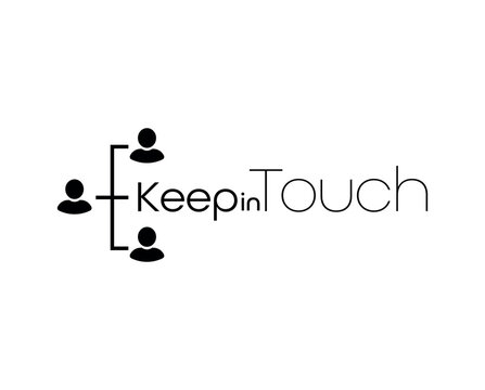 keep in touch sign on white background
