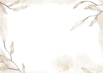 Abstract art watercolor floral background with soft hand painted leaves decoration