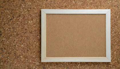 Fototapeta premium コルクボード。コルクフレーム。木枠。ナチュラル背景。cork board. cork frame. Wood frame. Natural background.