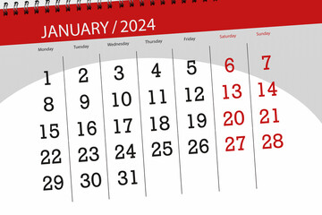 Calendar 2024, deadline, day, month, page, organizer, date, January