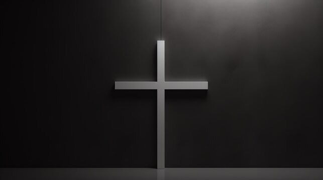 a white cross on a black wall