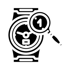 clock search magnifying glass glyph icon vector. clock search magnifying glass sign. isolated symbol illustration