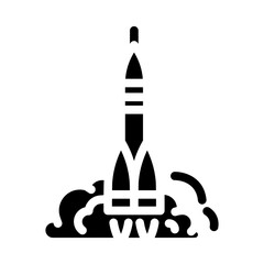 Obraz premium rocket launch space exploration glyph icon vector. rocket launch space exploration sign. isolated symbol illustration