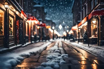 Tuinposter Beautiful blurred street of festive night. © Laiba Rana