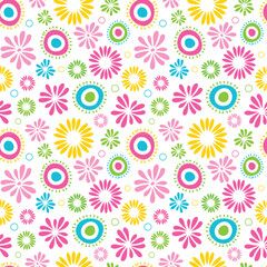 Fototapeta premium Seamless Floral Pattern On White Background