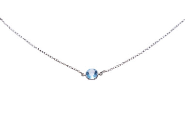 Enchanting Aquamarine on a Silver Chain Isolated on Transparent Background PNG.