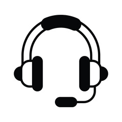 Headphones with microphone. Headset listen to music, realistic concept