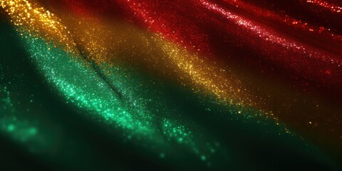 Black History Month concept. Abstract green yellow and red color glitter sparkle background. Space for your text, Bright color, ultra realistic