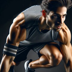 Active Lifestyle: Determined Athlete Exercising in Gym