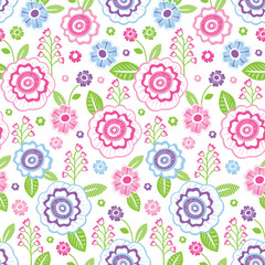 Seamless Floral Pattern On White Background