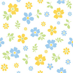 Obraz premium Seamless Spring Flowers On White Background