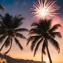 palm trees at sunset