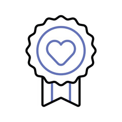 Heart inside ribbon badge, concept of favorite item, best quality vector
